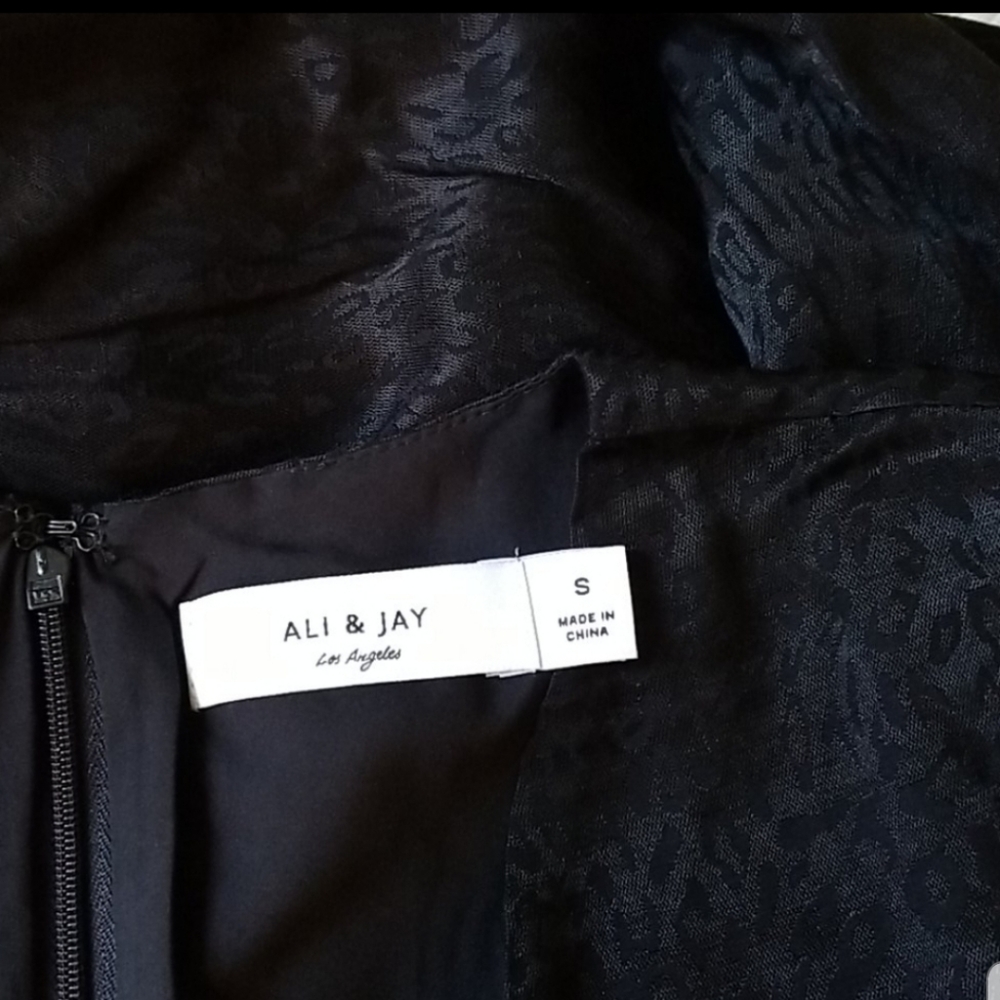 Ali & Jay Stay Golden Black Padded Deep V-neck Wide Leg Satin Jumpsuit S… - Picture 4 of 5